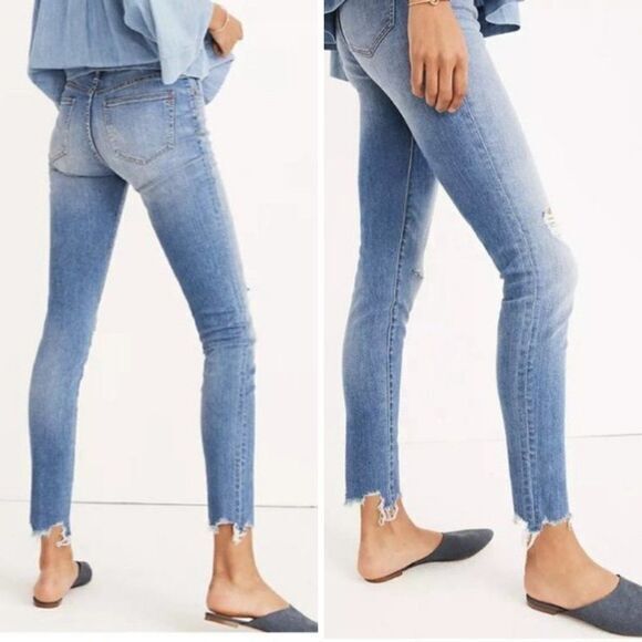 NEW Madewell Mid-rise Skinny‎ ripped Jeans in Frankie Wash, 25P - Picture 2 of 16